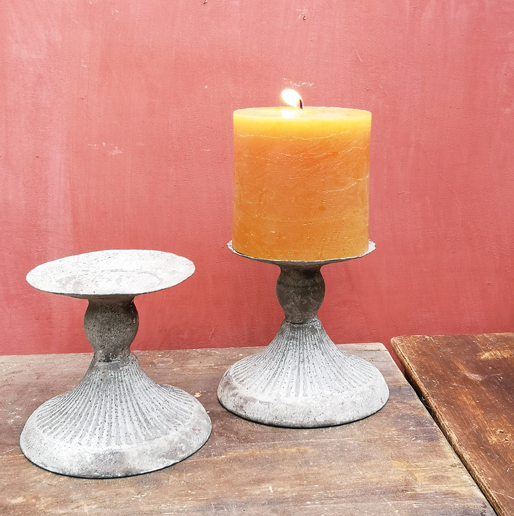 RUSTIC HURRICANE WITH WOOD BASE LGE 15x29cm /2 - Casa Verde